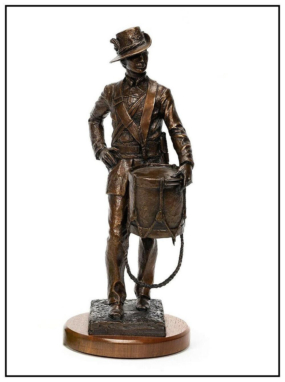 Artist: William J Koelpin
Title: Civil War Drummer
Medium: Bronze
Year: 1992
Edition Number: Original Sculpture
Artwork Size: 17 x 7.25 x 6.5