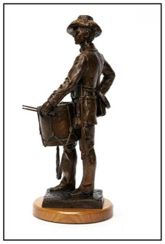 William J Koelpin Sr Bronze Figurative Sculpture Signed Civil War Drummer Ar