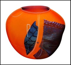 William Morris Original Hand Blown Glass Shard Vessel Vase Signed Abstract Art