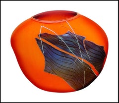 William Morris Original Hand Blown Glass Shard Vessel Vase Signed Abstract Art