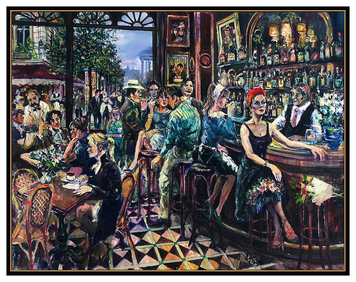 Valery "Tsar" Tsarikovsky - Valery Tsarikovsy Tsar Original Oil Painting On  Canvas Signed Large Bar Scene For Sale at 1stDibs