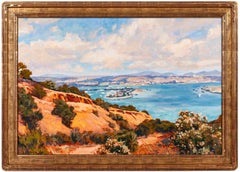 Retro John Comer Original Oil Painting On Board Signed California Landscape Seascape