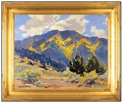 Vintage Marjorie Tietjens Original Oil On Board Painting Signed Western Landscape Art