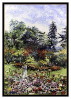 H. Claude Pissarro Original Pastel Painting Hand Signed French Landscape Floral