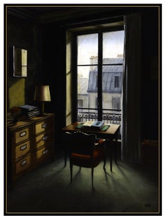 Claude Lazar Oil Painting on Canvas Signed Modern Interior Design Original Art