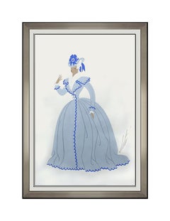 Erte Romain Tirtoff Original Gouache Painting Signed Deco Costume Dress Design