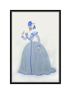 Erte Romain Tirtoff Original Gouache Painting Signed Deco Costume Dress Design