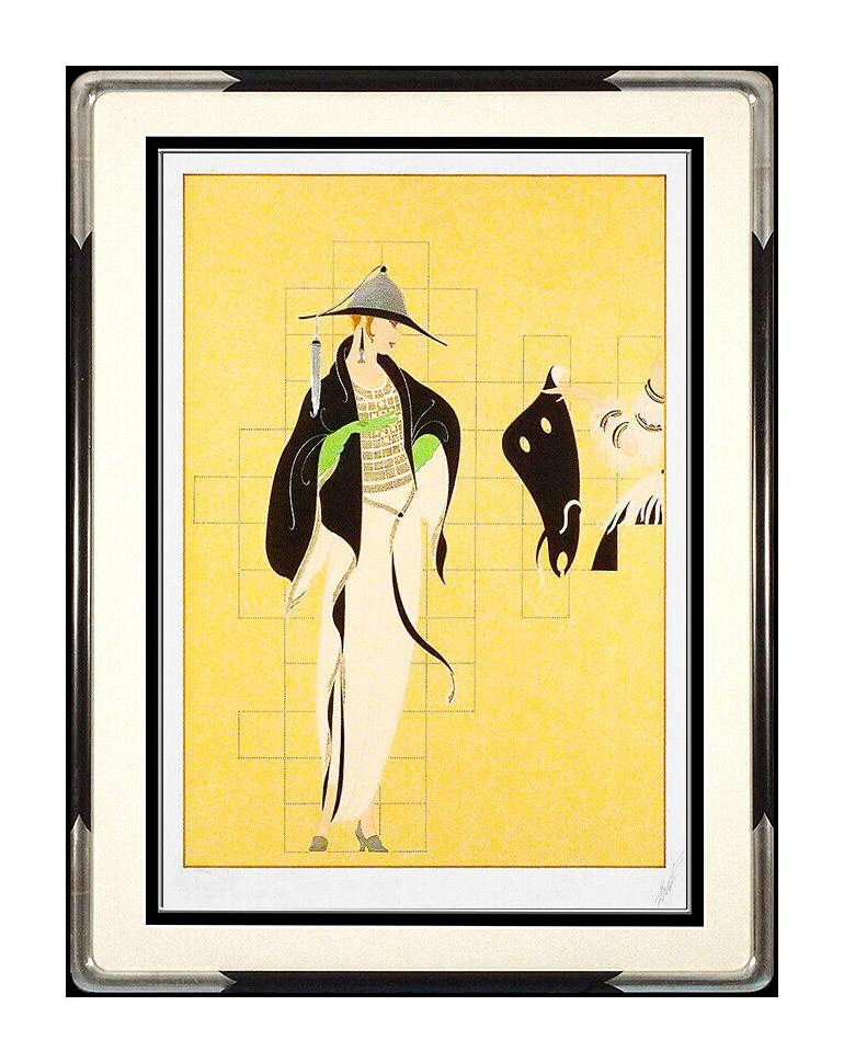 Erté Figurative Print – Erte Large Color Haute Couture Serigraph Signed Art Deco Romain Tirtoff Fashion