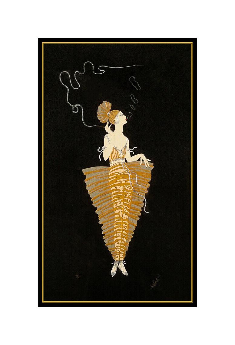 Erte The Contessa Farb Serigraphie Signiertes Art Deco Kleid Kostüm Design Tirtoff (Art déco), Print, von Erté