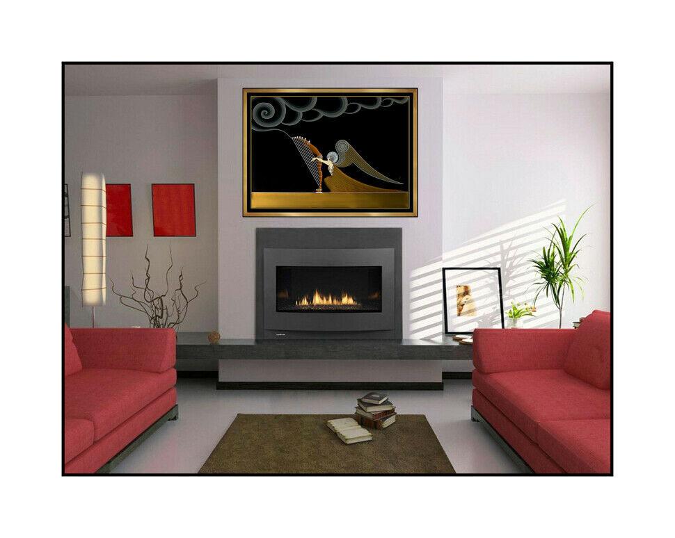 Erte Large Embossed The Angel Hand Signed Serigraph Set Design Art Deco Framed - Print by Erté