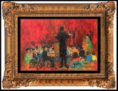 Michel Rostand Oil Painting On Board Original Signed Orchestra Musicians Artwork
