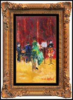 Michel Rostand Oil Painting On Board Original Signed Musicians Framed Artwork