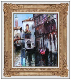 Claudio Simonetti Original Painting Oil On Canvas Venice Italy Signed Cityscape