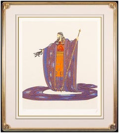 Erte Zeus Embossed Color Serigraph Hand Signed Deco Artwork Hera Romain Tirtoff