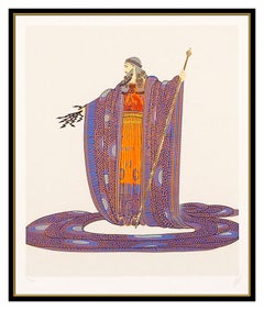 Erte Zeus Embossed Color Serigraph Hand Signed Deco Artwork Hera Romain Tirtoff