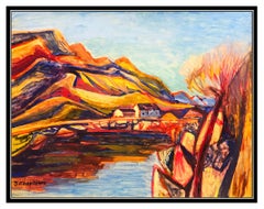 Bruno Krauskopf Original Gouache Painting Signed Landscape Authentic Framed Art