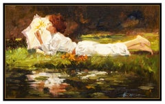 Howard Rogers Oil On Canvas Painting Female Portrait Illustration Signed Artwork