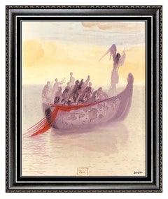 Salvador Dali Glazed Ceramic Ship of Souls Divine Comedy Canto Signed Artwork