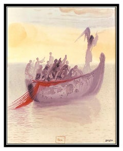 Salvador Dali Glazed Ceramic Ship of Souls Divine Comedy Canto Signed Artwork