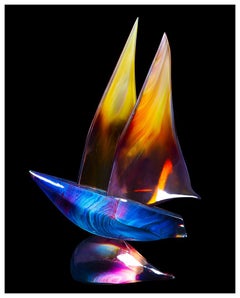Dino Rosin Sailboat Large Original Murano Blown Glass Signed Contemporary Art