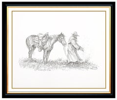 Olaf Wieghorst Original Ink Drawing Horse Western Portrait Illustration Signed