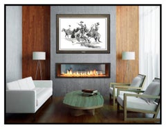 Bill Anton Original Charcoal Drawing Large Signed Cowboy Western Horse Artwork