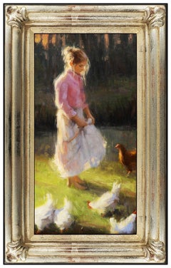Bryce Liston Oil Painting on Board Original Signed Child Portrait Framed Artwork