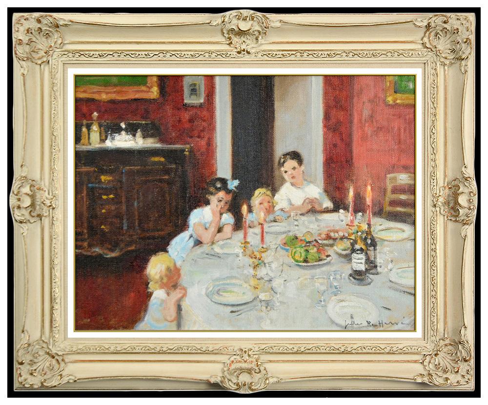 Jules Herve Figurative Painting - Jules R Herve Original Oil Painting On Canvas Children Portrait Framed Signed