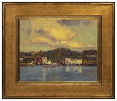 Scott Christensen Oil Painting on Board Original Harbor Landscape Signed Artwork