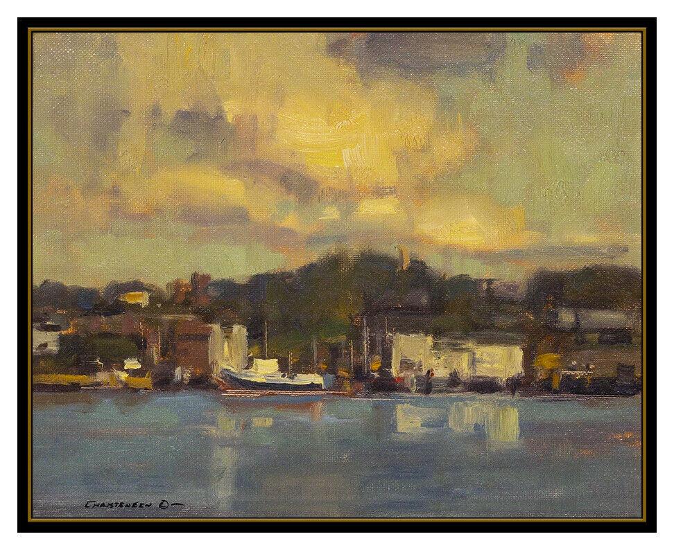 Scott Christensen Oil Painting on Board Original Harbor Landscape Signed Artwork 1