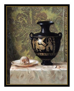 Jie Wei Zhou Original Oil Painting on Canvas Signed Chinese Still Life Artwork
