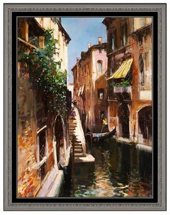 Claudio Simonetti Original Painting On Board Signed Venice Italy Cityscape Art