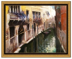 Claudio Simonetti Oil Painting On Board Signed Italian Cityscape Framed Artwork