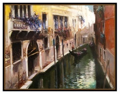 Claudio Simonetti Oil Painting On Board Signed Italian Cityscape Framed Artwork