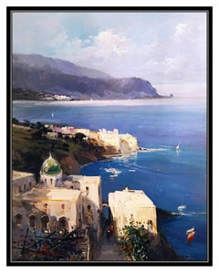 Claudio Simonetti Original Painting Seascape Landscape Signed Oil On Board Art