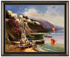 Claudio Simonetti Original Landscape Painting Oil On Board Signed Framed Artwork