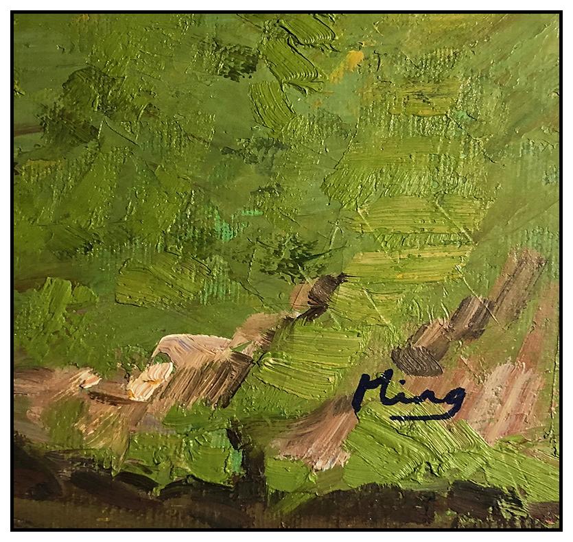Ming Feng Original Painting On Canvas Signed Landscape Floral Framed Artwork SBO For Sale 1