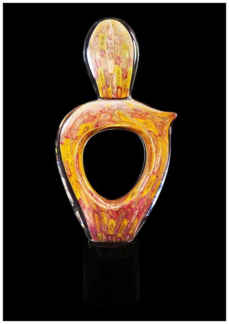 Adriano Dalla Valentina Authentic, Full Round Murano and Calcedonia Glass Sculpture 