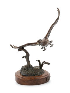 Carl Wagner Original Bronze Sculpture Signed Fly Way Duck Bird Animal Wildlife