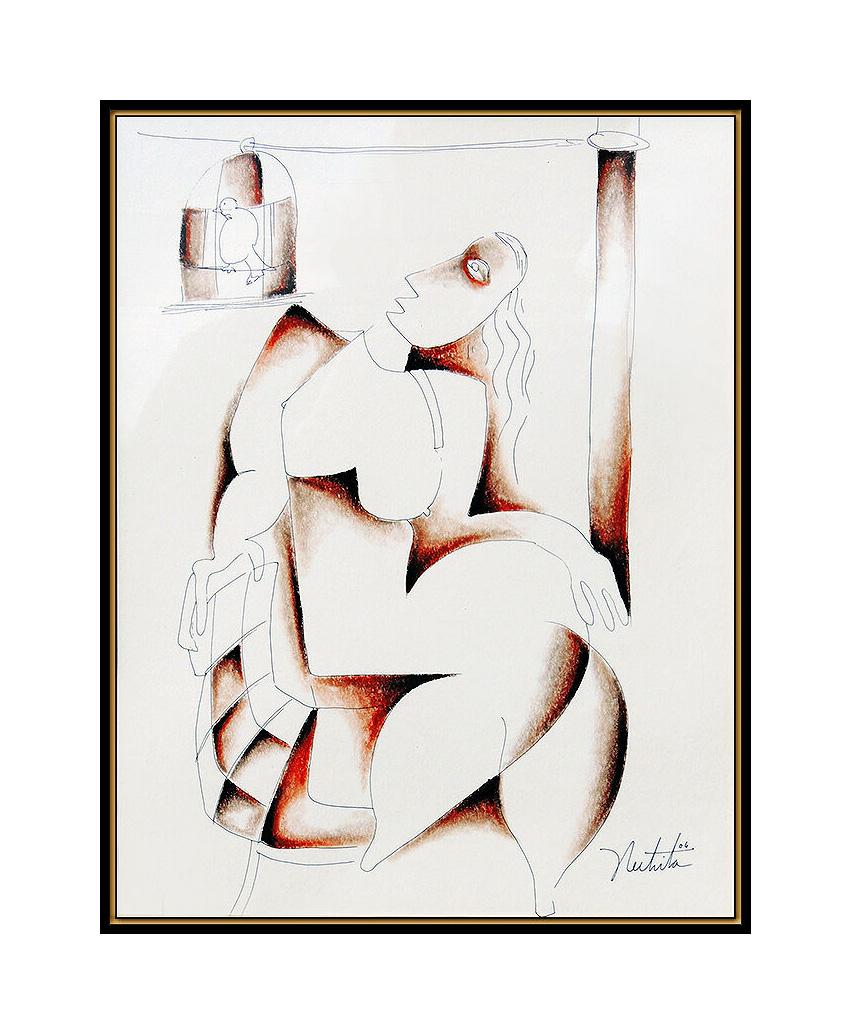 Alexandra Nechita Authentic & ALL Original Drawing, Professionally Custom Framed and listed with the Submit Best Offer option  

Accepting Offers Now: The item up for sale is a spectacular and bold Original Ink and Sepia Drawing by Nechita, that