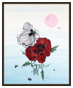 Fleur Cowles Original Flower Still Life Painting Oil On Board Signed Framed Art