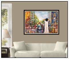 Guy Dessapt Large Painting Original Oil On Canvas Floral Female Portrait Artwork