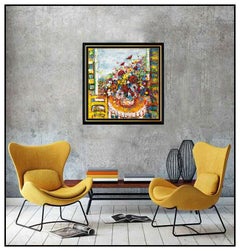 Guy Dessapt Original Still Life Painting Oil On Canvas French Flower Large Art