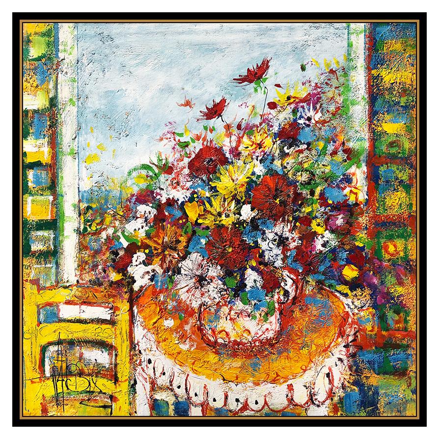Guy Dessapt Original Still Life Painting Oil On Canvas French Flower Large Art For Sale 2