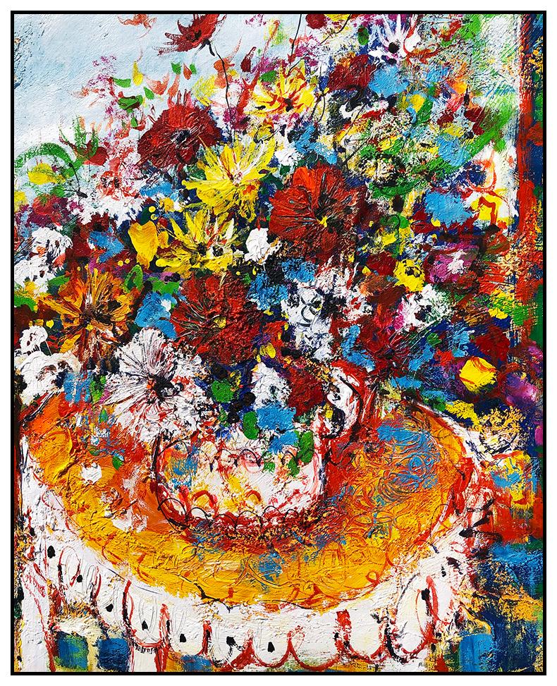 Guy Dessapt Original Still Life Painting Oil On Canvas French Flower Large Art For Sale 3