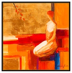 Adriana Naveh Painting Original Acrylic On Board Signed Female Still Life Framed