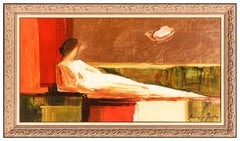 Adriana Naveh Large Original Painting On Board Female Portrait Figurative Signed