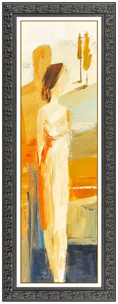 Adriana Naveh Large Original Painting On Canvas Female Portrait Framed Signed
