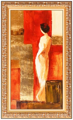 Adriana Naveh Original Painting Acrylic On Board Signed Female Portrait Artwork