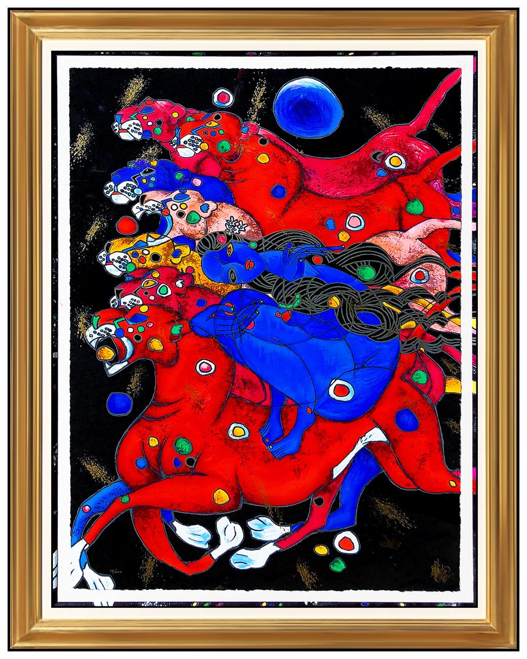 Jiang Authentic and Original Color Serigraph "Panthers", Professionally Custom Framed and listed with the Submit Best Offer option

Accepting Offers Now:  Up for sale we have a Brilliant Serigraph by renowned Modern Artist, Jiang Tie Feng, titled